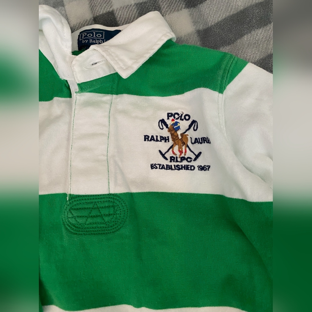 2 Ralph Lauren Polo 18 month collared striped long sleeve shirts - Picture 3 of 4